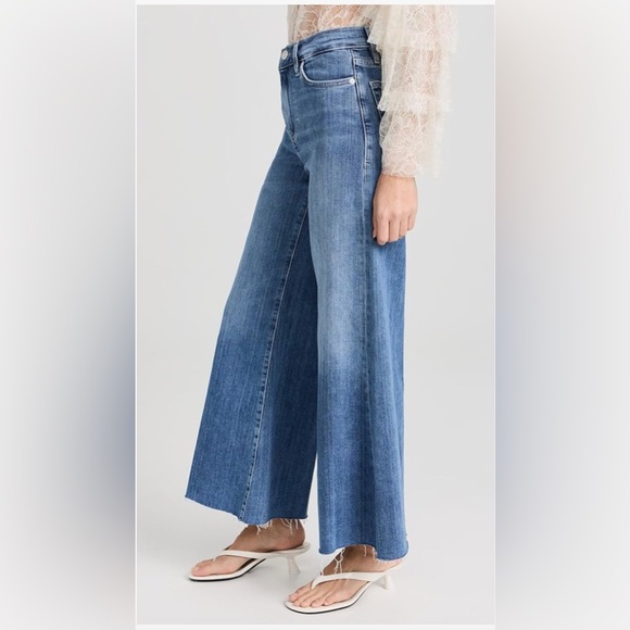 FRAME Le Palazzo Wide-Leg Raw-Hem Cropped Jeans Size 25 - Picture 1 of 10